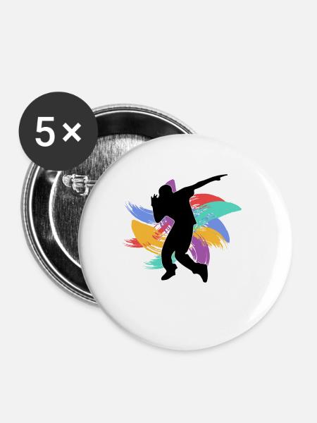 Hip Hop - Buttons klein 25 mm (5er Pack) - Weiß