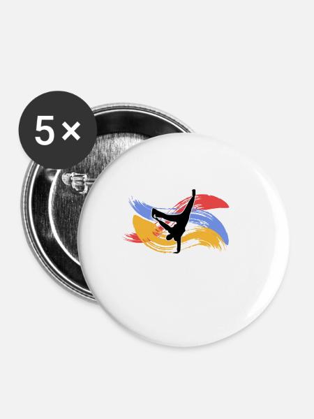 Breakdancing - Buttons klein 25 mm (5er Pack) - Weiß