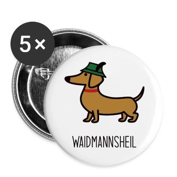 Waidmannsheil Dackel - Buttons klein 25 mm (5er Pack) - Weiß - Vorne