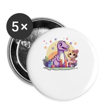 Girl Ballet Dinosaur Cat 11 years old 11 - Buttons small 1''/25 mm (5-pack) - white - Front