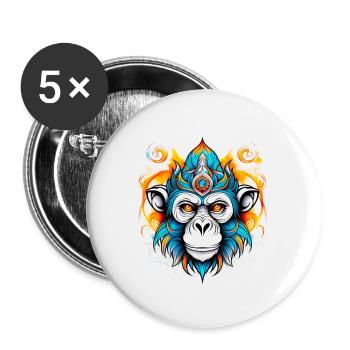 Pochoir de singe - Lot de 5 petits badges (25 mm) - blanc - Devant