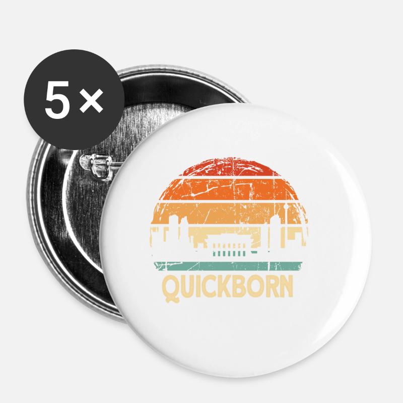 Quickborn - Lot de 5 petits badges (25 mm) - blanc