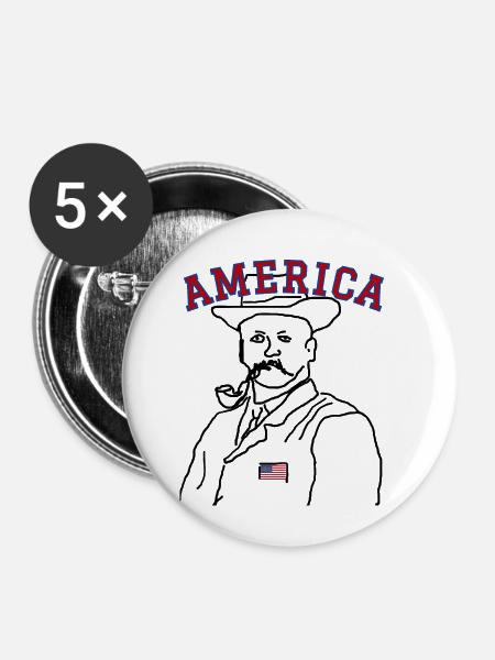 Amerika USA - Buttons klein 25 mm (5er Pack) - Weiß