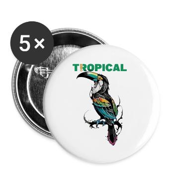 Tropischer Charme: Tukanparadies - Buttons klein 25 mm (5er Pack) - Weiß - Vorne