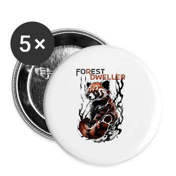Forest Dweller: Red Panda's Haven - Buttons small 1''/25 mm (5-pack) - white - Front