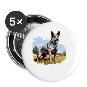 Hund Australian Cattle Dog - Buttons small 1''/25 mm (5-pack) - white - Front