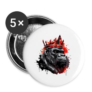 Gorilla Krone König Tier - Buttons klein 25 mm (5er Pack) - Weiß - Vorne