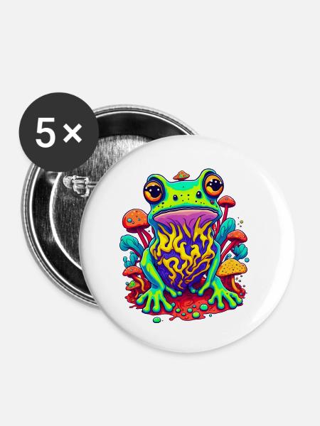 Trippy Frog 02 - Buttons klein 25 mm (5er Pack) - Weiß