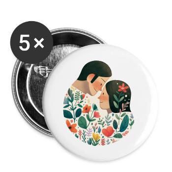 Couple in love - Buttons small 1''/25 mm (5-pack) - white - Front