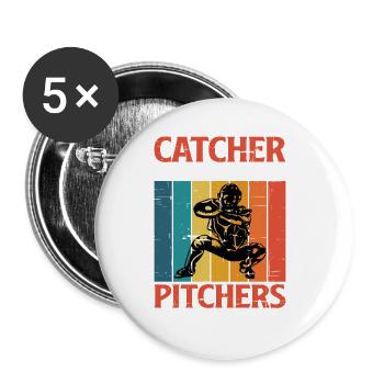 Catcher Because Pitchers Need Heroes Too 2 - Buttons klein 25 mm (5er Pack) - Weiß - Vorne