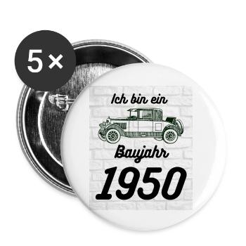 Oldtimer 1950 - Buttons klein 25 mm (5er Pack) - Weiß - Vorne