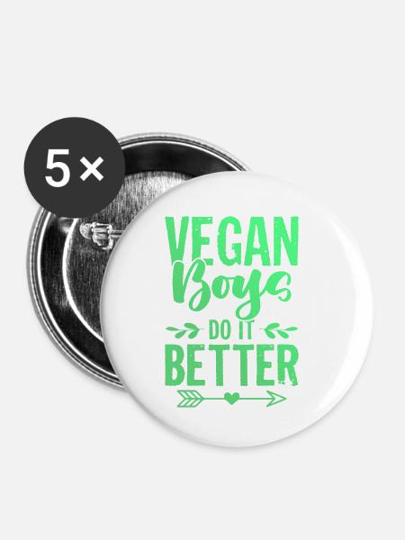 vegan boy - Buttons klein 25 mm (5er Pack) - Weiß