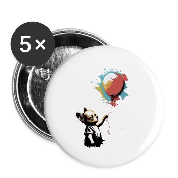 Chihuahua | Ballon | Niedlicher Hund | Welpe | - Buttons klein 25 mm (5er Pack) - Weiß - Vorne