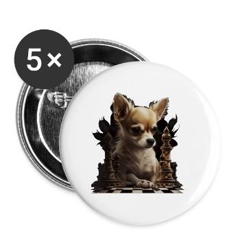 Chihuahua | Schach | Schachspieler Brett Königin - Buttons klein 25 mm (5er Pack) - Weiß - Vorne