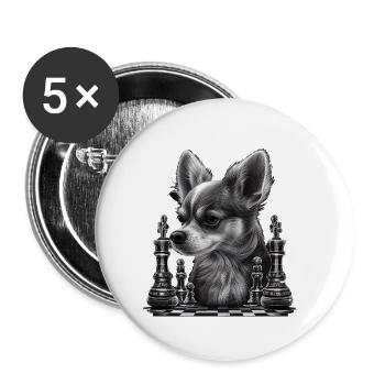 Chihuahua | Schach | Schachspieler Brett Königin - Buttons klein 25 mm (5er Pack) - Weiß - Vorne