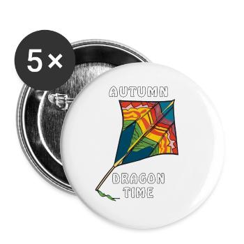 DRACHEN DRAGON TIME - Buttons klein 25 mm (5er Pack) - Weiß - Vorne