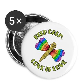 Keep Calm - Love is Love Rainbow Dragonfly - Lot de 5 petits badges (25 mm) - blanc - Devant