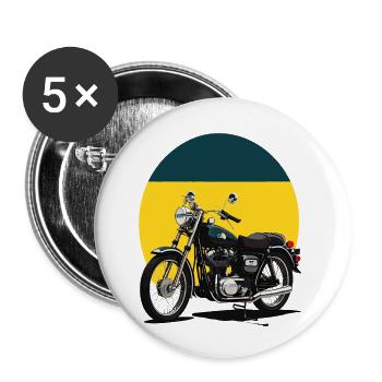 Vintage Motorcycle Illustration - Buttons small 1''/25 mm (5-pack) - white - Front