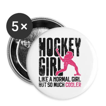 Field Hockey Hockey Girl Like A - Buttons klein 25 mm (5er Pack) - Weiß - Vorne