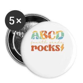 ABCD Fourth Grade berce les élèves de quatrième année - Lot de 5 petits badges (25 mm) - blanc - Devant