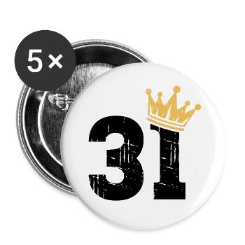31 Crown 31e anniversaire 31 ans - Lot de 5 petits badges (25 mm) - blanc - Devant