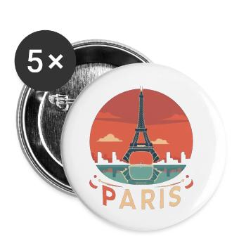 Cercle du coucher de soleil à Paris - Lot de 5 petits badges (25 mm) - blanc - Devant