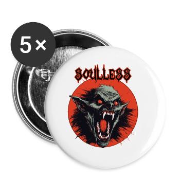 Tête de démon, sans âme, - Lot de 5 petits badges (25 mm) - blanc - Devant