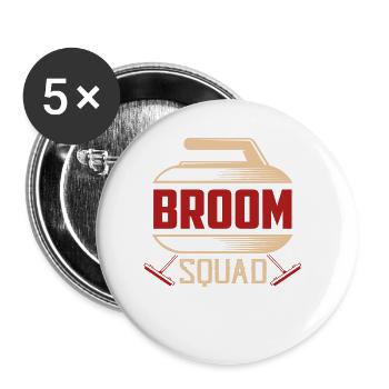 Broom Squad Ice Sport Sweeping Curler - Lot de 5 petits badges (25 mm) - blanc - Devant