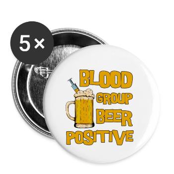 Blood Group Beer Positive 2 - Buttons small 1''/25 mm (5-pack) - white - Front