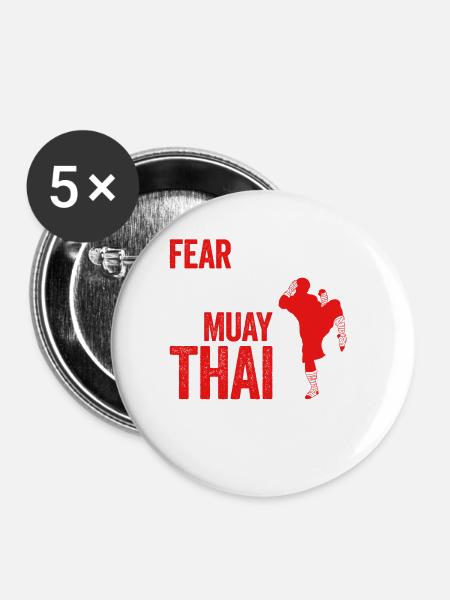 Muay Thai Boxing - Buttons klein 25 mm (5er Pack) - Weiß