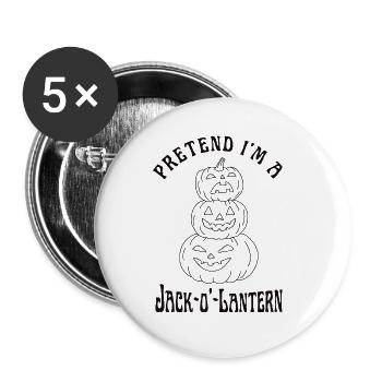 Faire semblant d’être un Jack O Lantern Face citrouille paresseuse - Lot de 5 petits badges (25 mm) - blanc - Devant