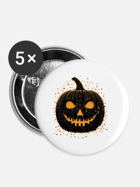 Unheimliche schwarze Jackolantern - Buttons klein 25 mm (5er Pack) - Weiß