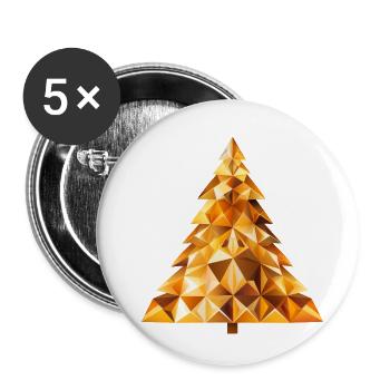 Goldener Festglanz: Strahlender Weihnachtsbaum - Buttons klein 25 mm (5er Pack) - Weiß - Vorne