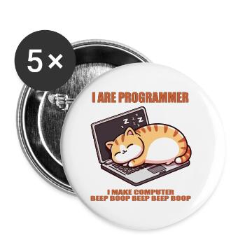 Ich bin Programmierer, fette schlafende Katze - Buttons klein 25 mm (5er Pack) - Weiß - Vorne