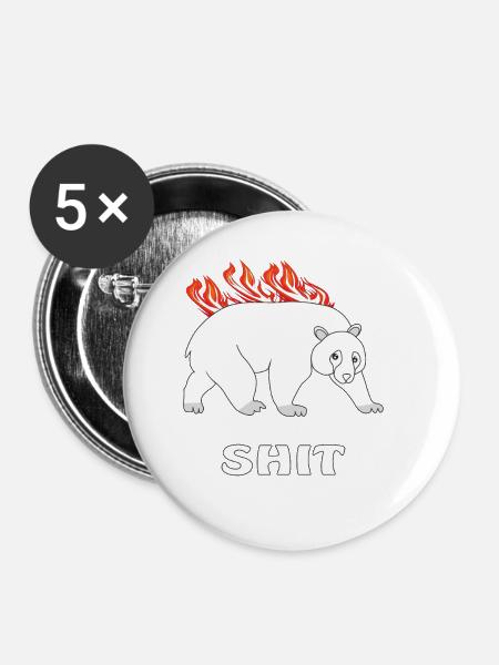 EISBÄR BRENNT SHIT - Buttons klein 25 mm (5er Pack) - Weiß