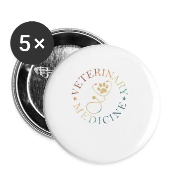Veterinary Medicine Profession - Buttons small 1''/25 mm (5-pack) - white - Front