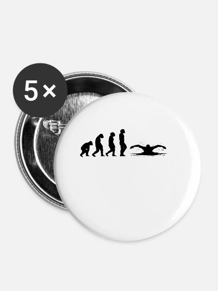 Schwimmer schwimmen Evolution Schwimm - Buttons klein 25 mm (5er Pack) - Weiß