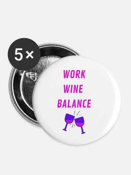 WORK WINE BALANCE - Buttons klein 25 mm (5er Pack) - Weiß
