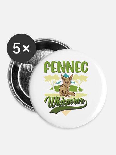 Fennek Flüsterer Fennec Wüstenfuchs - Buttons klein 25 mm (5er Pack) - Weiß