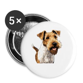 Dog Fox Terrier - Buttons small 1''/25 mm (5-pack) - white - Front