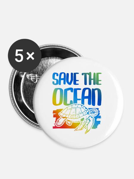 save the ocean schildkröte - Buttons klein 25 mm (5er Pack) - Weiß