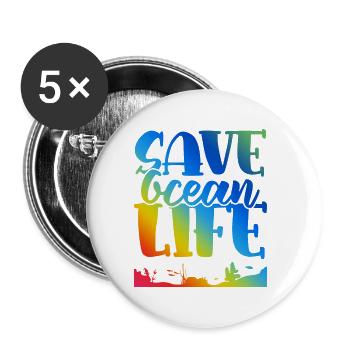 Sauvez la vie de l’océan - Lot de 5 petits badges (25 mm) - blanc - Devant
