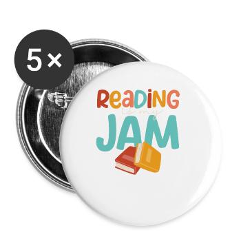 Reading is my passion Funny teacher - Buttons small 1''/25 mm (5-pack) - white - Front