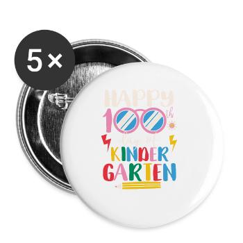 Joyeux 100e jour de la maternelle Lustiger - Lot de 5 petits badges (25 mm) - blanc - Devant