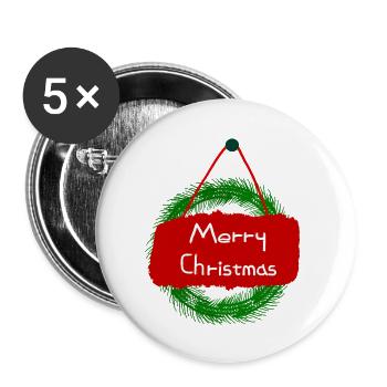 Merry Christmas greeting - Buttons small 1''/25 mm (5-pack) - white - Front