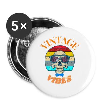 T-Shirt-Design Vintage-Vibes - Buttons klein 25 mm (5er Pack) - Weiß - Vorne