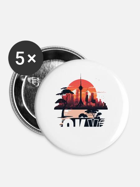Kanji-Chic - Buttons klein 25 mm (5er Pack) - Weiß