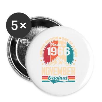 Novembre 1966 Millésime Vintage Anniversaire Rétro - Lot de 5 petits badges (25 mm) - blanc - Devant