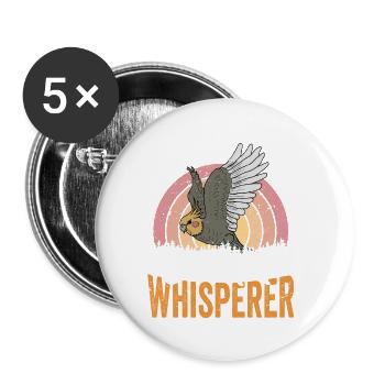 Calopsitte Chuchoteur Oiseau Oiseau Perroquet Aviaire Propriétaire - Lot de 5 petits badges (25 mm) - blanc - Devant