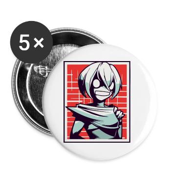 Style d’anime de dessin animé : Zombie Ghoul Girl - Lot de 5 petits badges (25 mm) - blanc - Devant